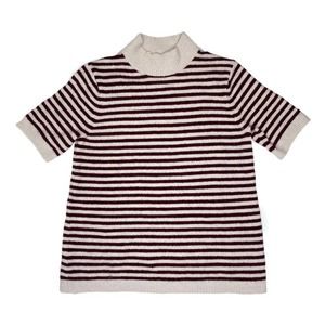 Ann Taylor LOFT Striped Short Sleeve Mock Neck